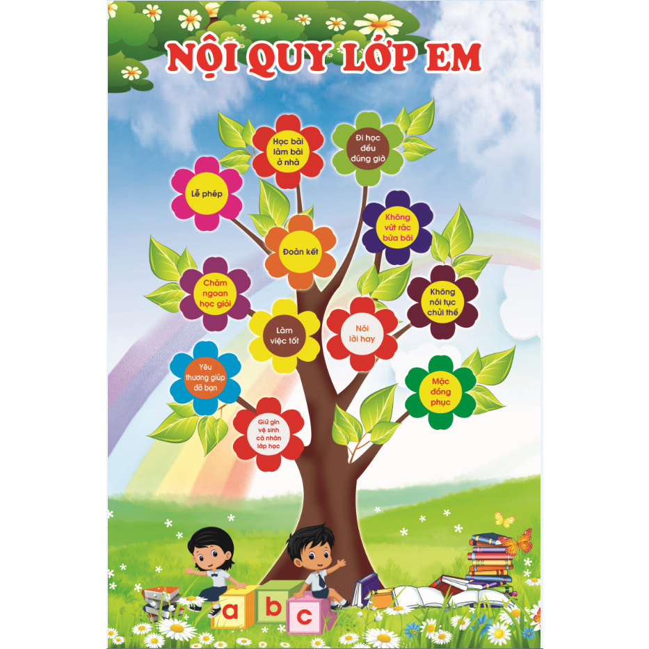 Nội quy lớp em chất liệu decan bóc dán kích thước 60x90cm