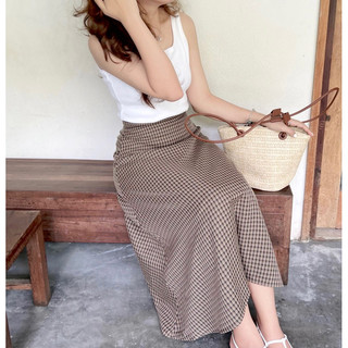 Chân váy hoạ tiết caro dáng xoè thiết kế Ma Vie