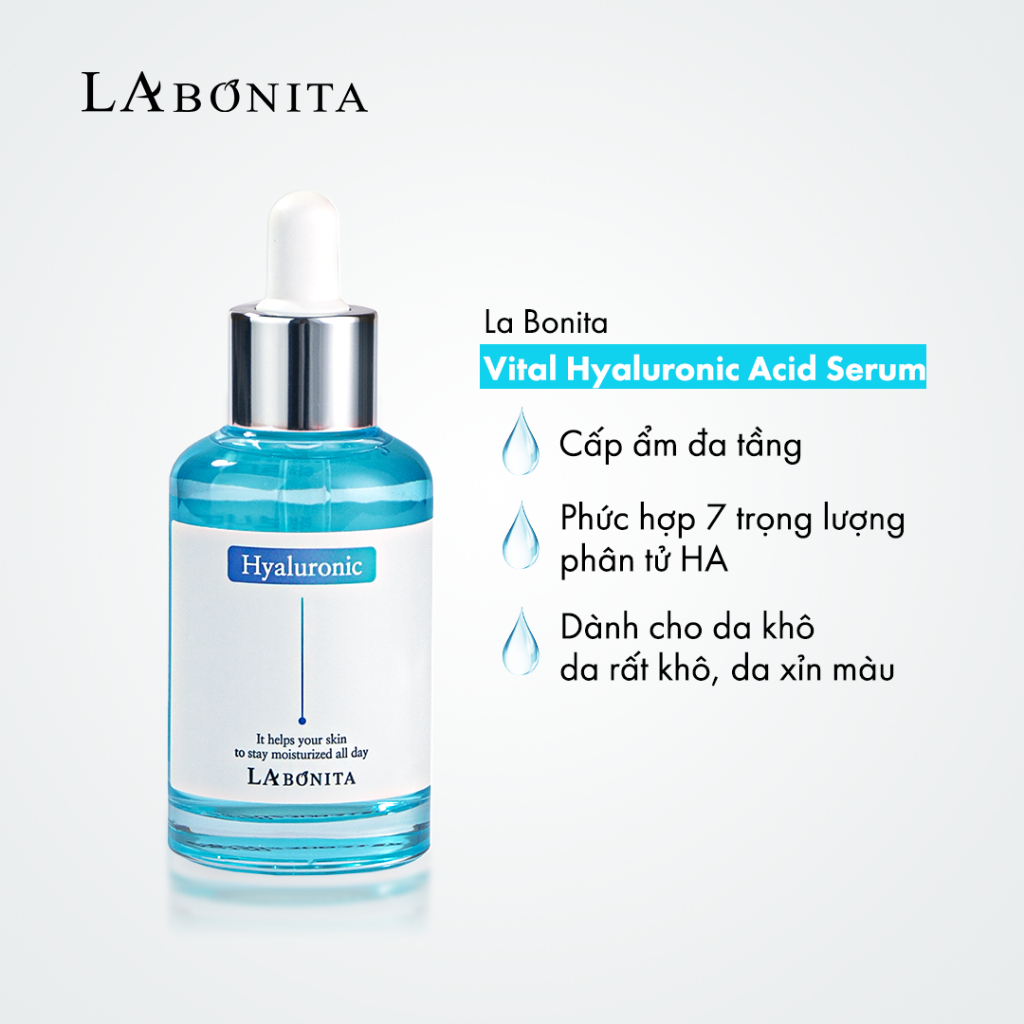 Serum HA Dưỡng Ẩm Và Phục Hồi Da La Bonita Vital Hyaluronic Acid Serum 50ml