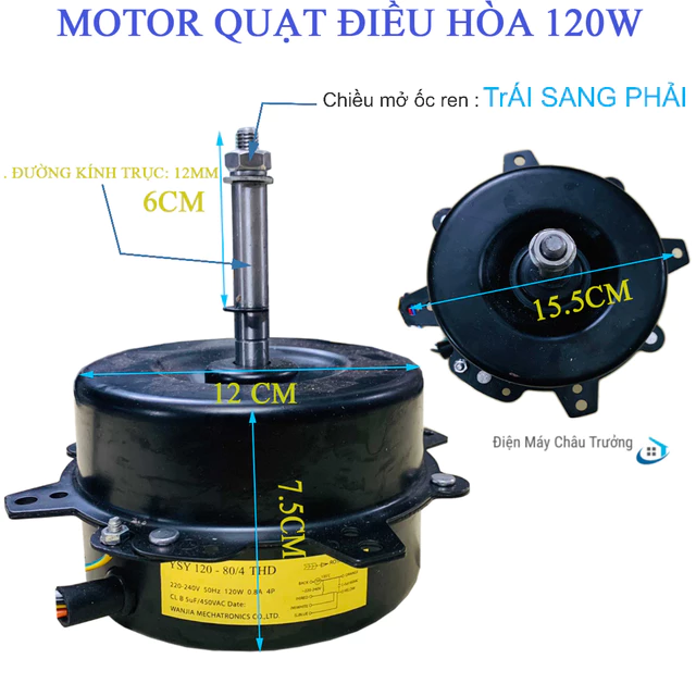 motor quạt điều hòa 120w (dây đồng) thay thế cho động cơ quạt điều hòa hơi nước-Củ quạt hơi nước