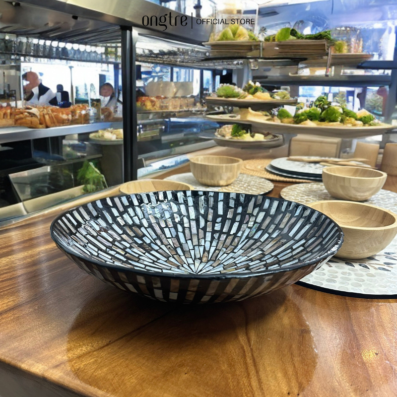 Bát Khảm Trai ONGTRE Cao Cấp, Tô Ăn Salad, Trộn Salad, Đựng Hoa Quả, Decor Bàn Ăn