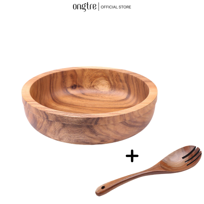 Bát Gỗ Nguyên Khối ONGTRE Cao Cấp - Bát Salad, Tô Gỗ Đựng Trái Cây, Quà Tặng, Ăn Healthy, Salad wood bowls