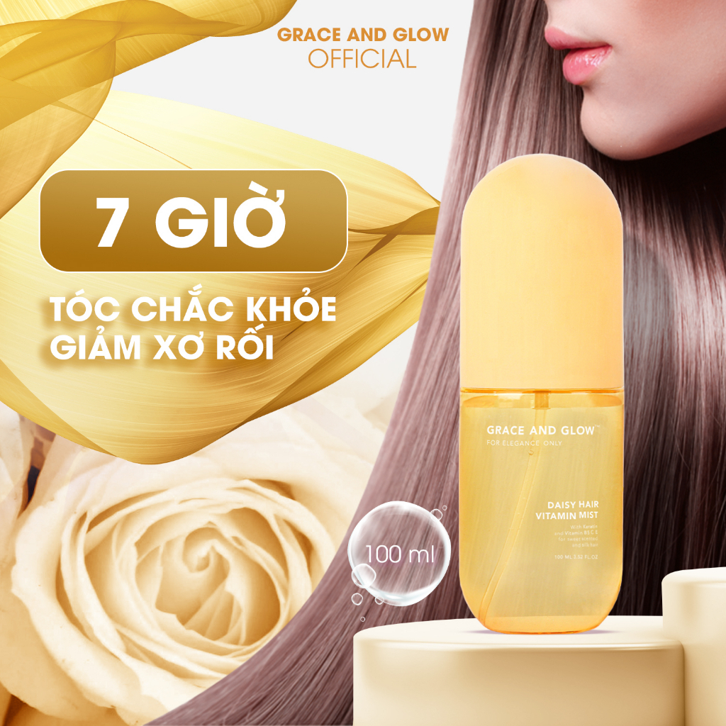 Grace & Glow Xịt dưỡng tóc Daisy Hair Vitamin Mist Xịt dưỡng tóc hương