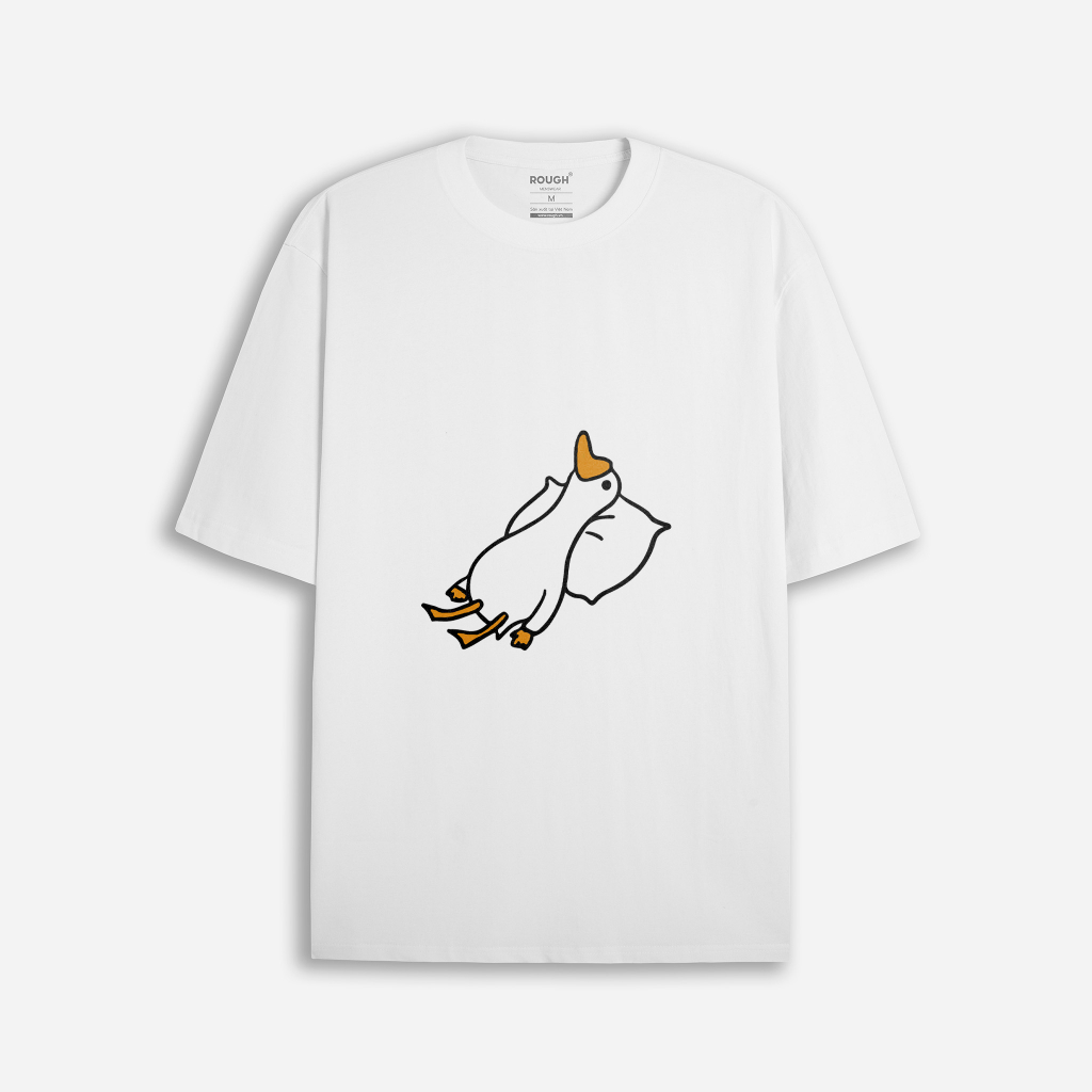 Áo thun Nam oversize tay lỡ 230gsm ROUGH Duck Cute