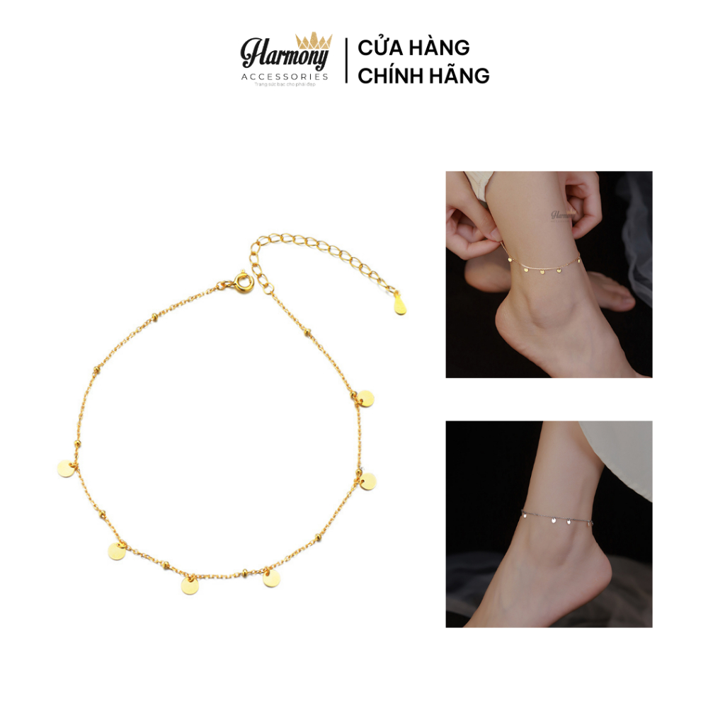 Lắc chân nữ bạc mạ vàng thiết kế tua rua hình tròn Almira | HARMONY ACCESSORIES LC21