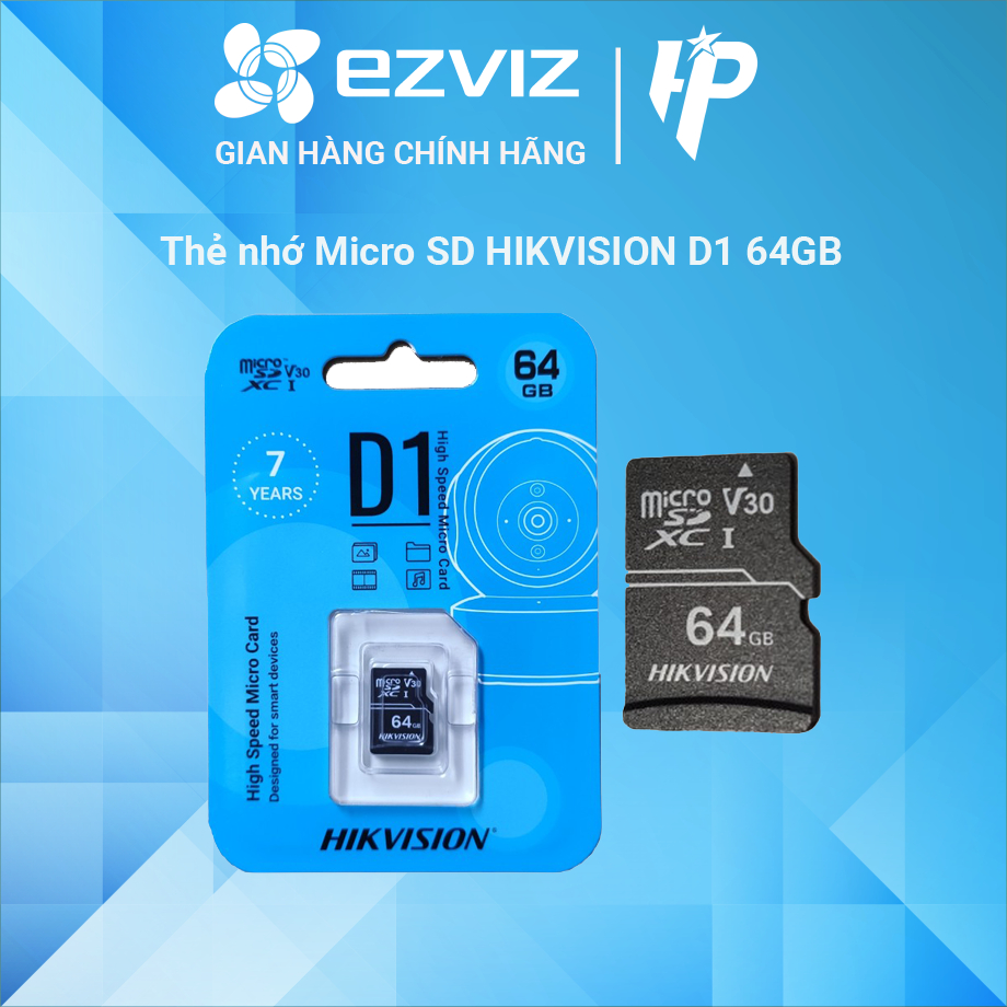 [QUÀ TẶNG] Thẻ nhớ Micro SD HIKVISION D1 64GB Màu Xanh Tốc Độ Cao Cho Camera, Điện Thoại Chính Hãng