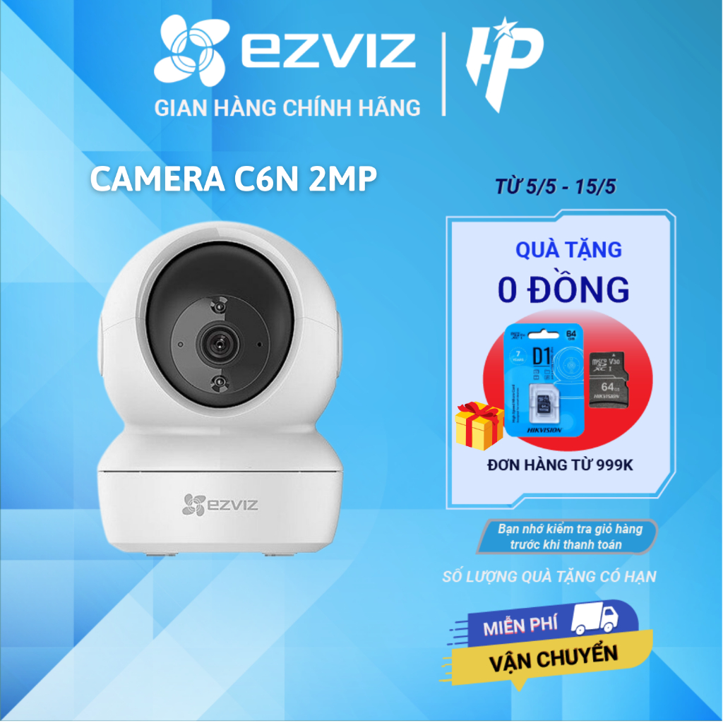 Camera Wifi EZVIZ C6N Full HD 1080P 2M và 4M Quad HD (2K) Quay 360 - Đàm thoại 2 chiều - Hàng chính hãng