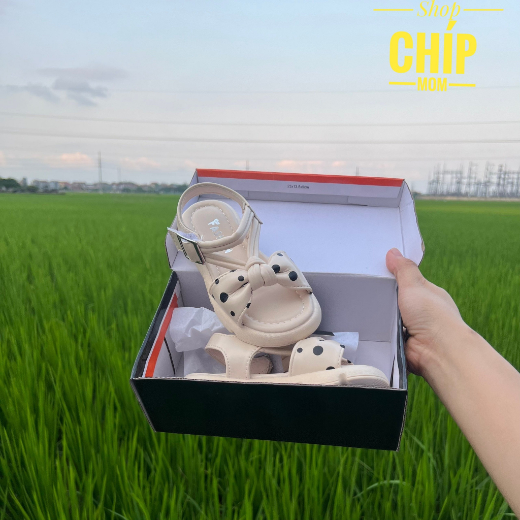 sandal bé gái dép quai hậu cho bé chấm bi thắt nơ xinh xắn có ảnh thật QCCC cho bé từ 3 tuổi đi học chơi XHXL718