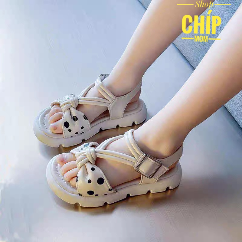 sandal bé gái dép quai hậu cho bé chấm bi thắt nơ xinh xắn có ảnh thật QCCC cho bé từ 3 tuổi đi học chơi XHXL718