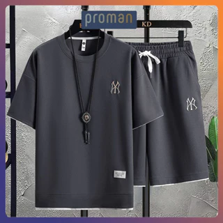 BỘ THỂ THAO NAM NỮ MẶC NHÀ CHẤT TỔ ONG, BỘ ĐỒ CỘC NAM COTTON THÊU N.Y BỀN ĐẸP BO09 BO14 - PROMAN