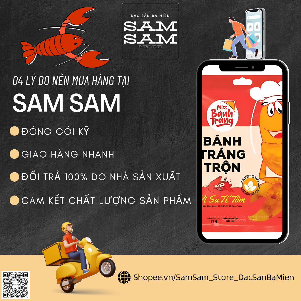 [Hot] Bánh Tráng Trộn Gói Ăn Liền Trọng Lượng 23g Vị Sa Tế Tôm Thương Hiệu Miss Bánh Tráng Đặc Biệt Thơm Ngon Giá Ưu Đãi