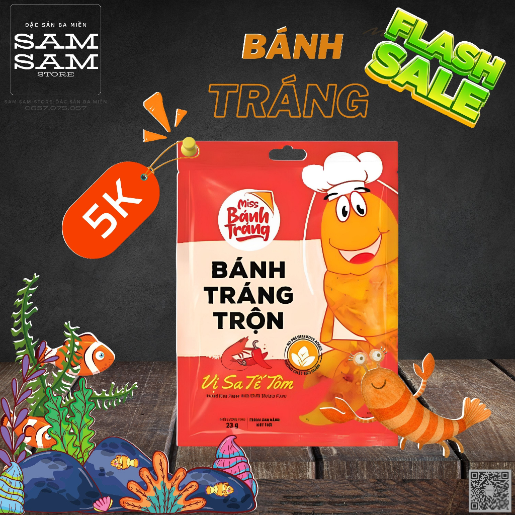 [Hot] Bánh Tráng Trộn Gói Ăn Liền Trọng Lượng 23g Vị Sa Tế Tôm Thương Hiệu Miss Bánh Tráng Đặc Biệt Thơm Ngon Giá Ưu Đãi
