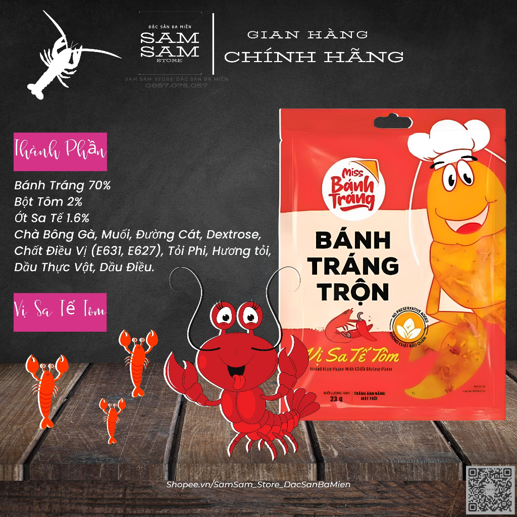 [Hot] Bánh Tráng Trộn Gói Ăn Liền Trọng Lượng 23g Vị Sa Tế Tôm Thương Hiệu Miss Bánh Tráng Đặc Biệt Thơm Ngon Giá Ưu Đãi