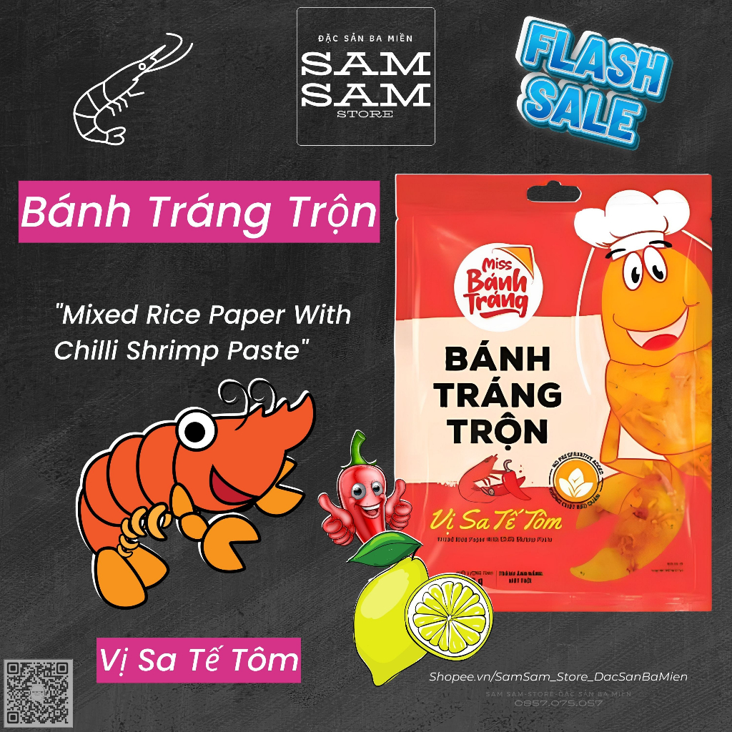 [Hot] Bánh Tráng Trộn Gói Ăn Liền Trọng Lượng 23g Vị Sa Tế Tôm Thương Hiệu Miss Bánh Tráng Đặc Biệt Thơm Ngon Giá Ưu Đãi