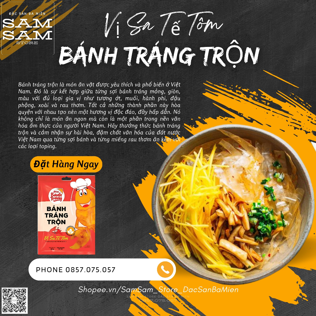 [Hot] Bánh Tráng Trộn Gói Ăn Liền Trọng Lượng 23g Vị Sa Tế Tôm Thương Hiệu Miss Bánh Tráng Đặc Biệt Thơm Ngon Giá Ưu Đãi