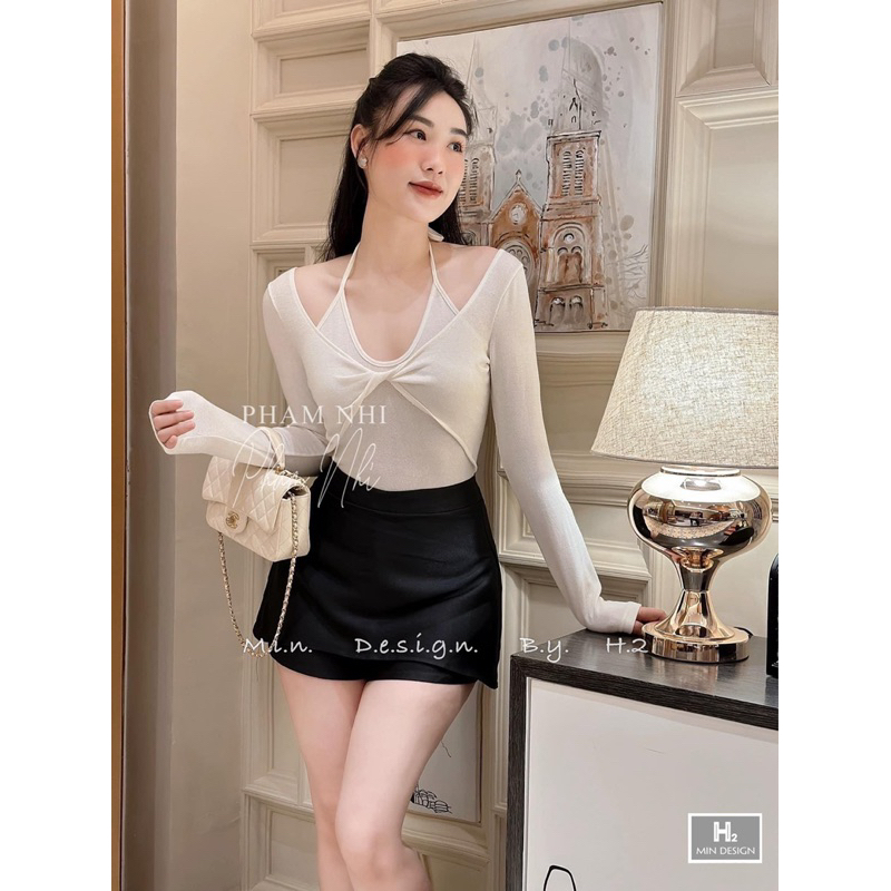 Set áo len cổ yếm xoắn ngực & chân váy tafta - 𝐕𝐘.𝐂𝐋𝐎𝐓𝐇𝐄𝐒 𝐂𝐇𝐔𝐘𝐄̂𝐍 𝐇𝐀̀𝐍𝐆 𝐐𝐔𝐀̉𝐍𝐆 𝐂𝐇𝐀̂𝐔 𝐂𝐇𝐈́𝐍𝐇 𝐇𝐈𝐄̣̂𝐔