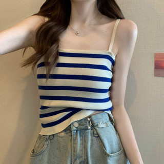 .Áo Lót Bra Cotton Trơn 2 Dây Dáng Dài Phối Kẻ Ngang (L)