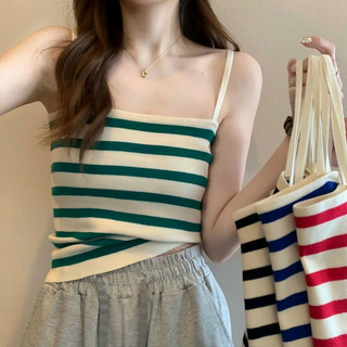 .Áo Lót Bra Cotton Trơn 2 Dây Dáng Dài Phối Kẻ Ngang (L)
