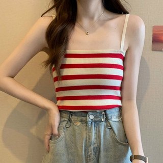 .Áo Lót Bra Cotton Trơn 2 Dây Dáng Dài Phối Kẻ Ngang (L)