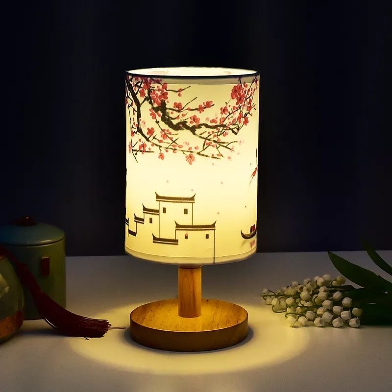 Đèn ngủ in tranh trụ led 3w ánh sáng vàng cổng usb công tắc tắt mở