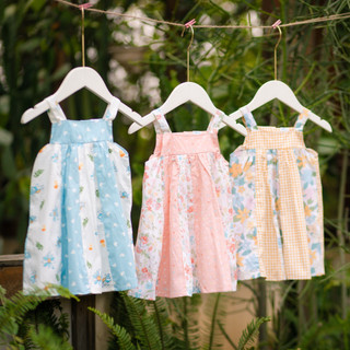 Váy hai dây phối màu cho bé gái - thô cotton mát- 1-7 tuổi (8-26kg) N037