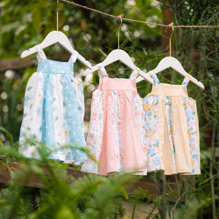 Váy hai dây phối màu cho bé gái - thô cotton mát- 1-7 tuổi (8-26kg) N037