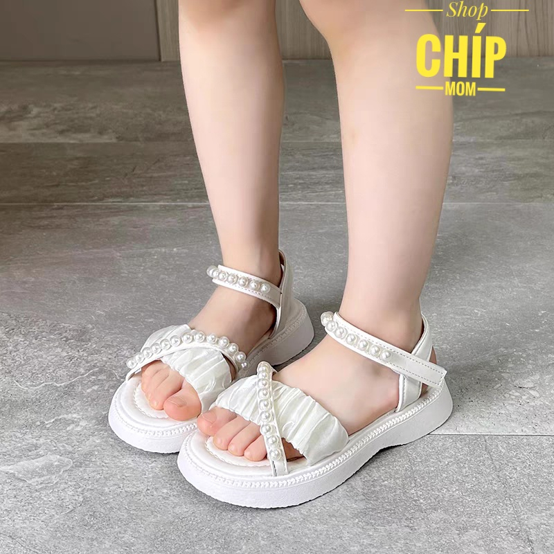 sandal bé gái dép quai hậu cho bé đi học đi chơi có size đại quai chéo đính ngọc điệu đà cồn chú đi tiệc QCCC 366