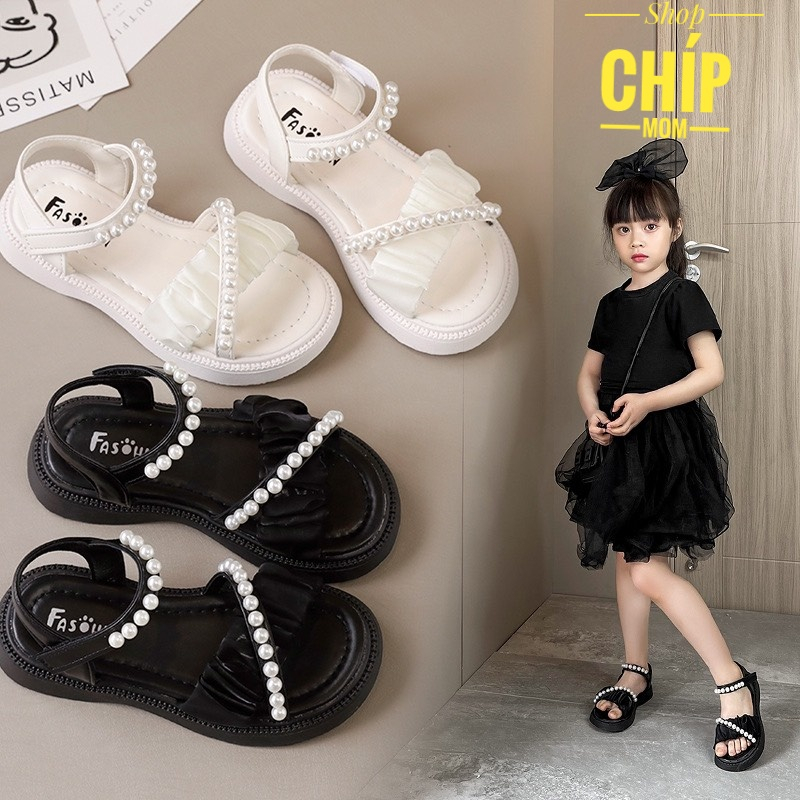 sandal bé gái dép quai hậu cho bé đi học đi chơi có size đại quai chéo đính ngọc điệu đà cồn chú đi tiệc QCCC 366