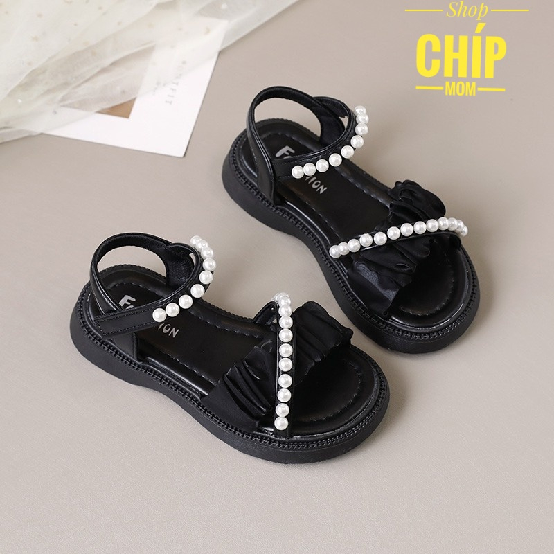 sandal bé gái dép quai hậu cho bé đi học đi chơi có size đại quai chéo đính ngọc điệu đà cồn chú đi tiệc QCCC 366