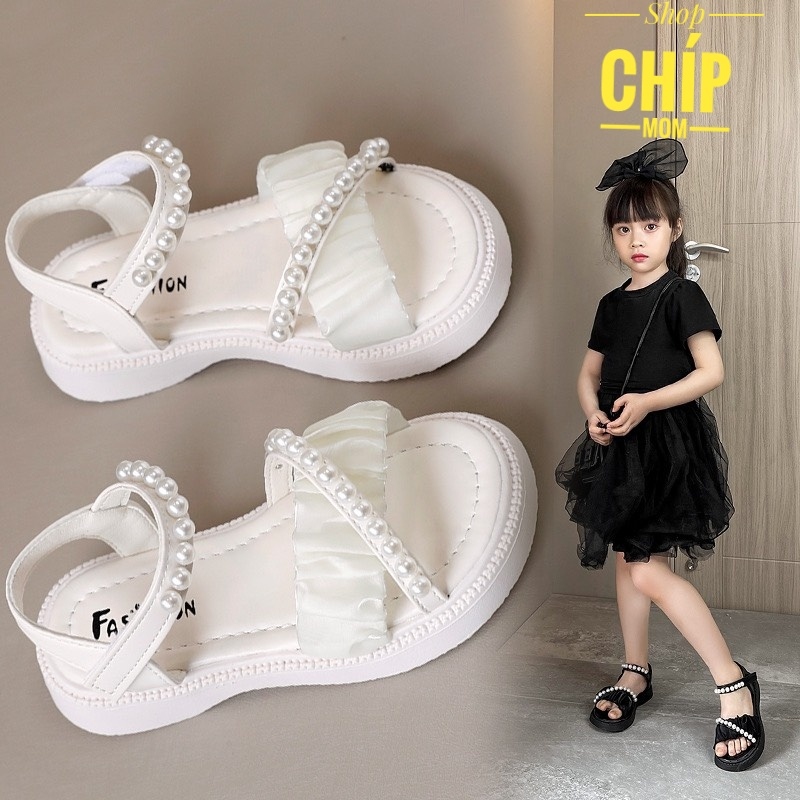 sandal bé gái dép quai hậu cho bé đi học đi chơi có size đại quai chéo đính ngọc điệu đà cồn chú đi tiệc QCCC 366