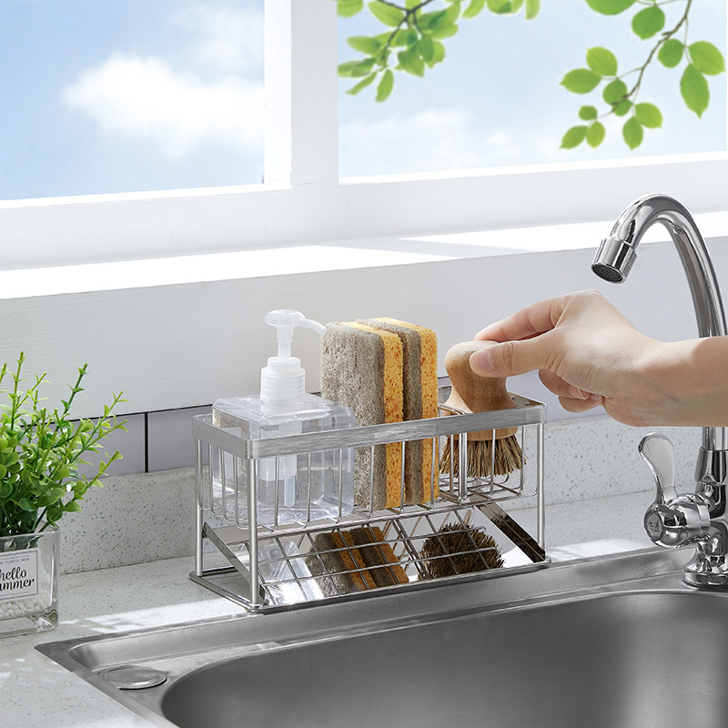 Giá kệ inox 304 để đồ rửa chén bát kèm khay hứng nước tiện lợi