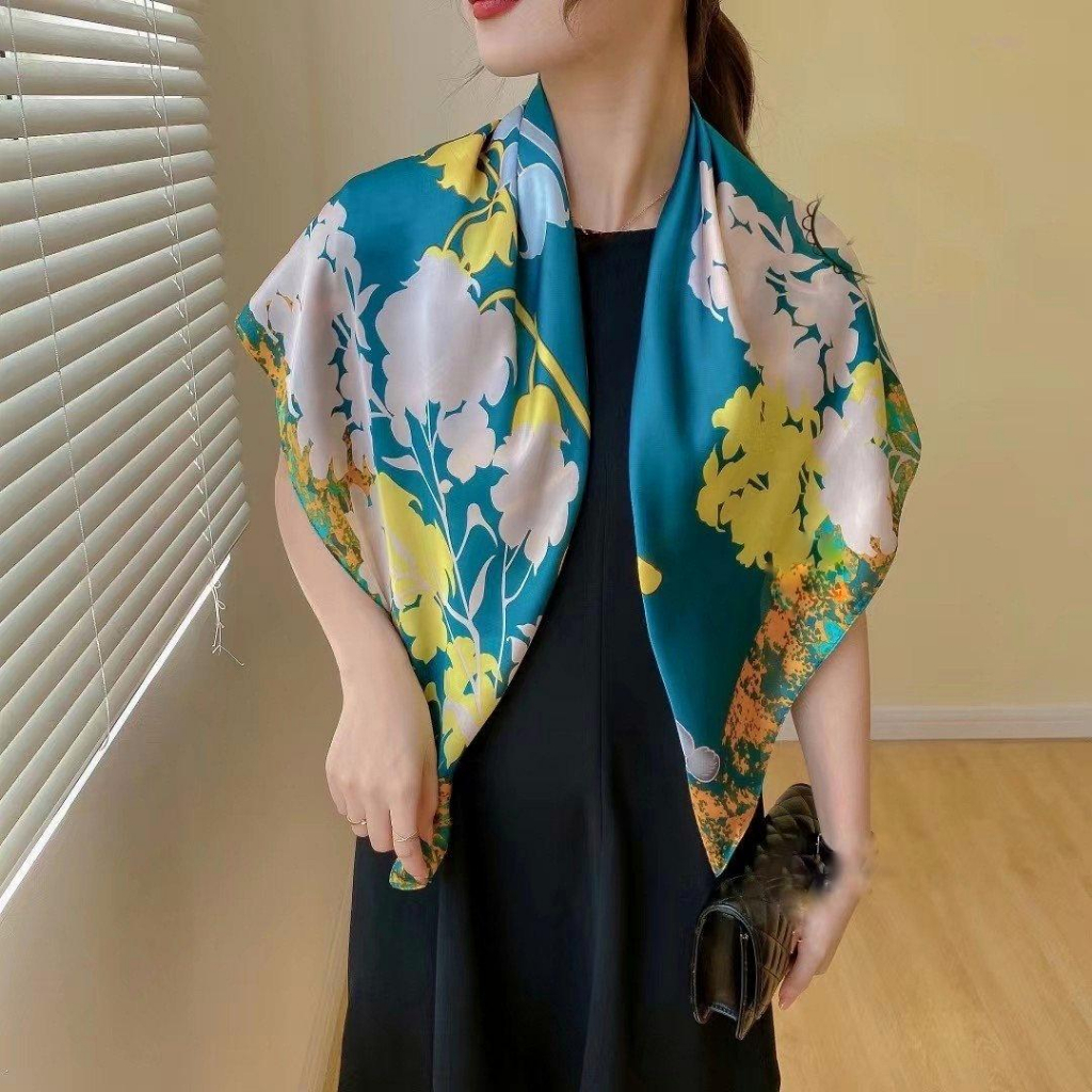 (MUA KHĂN TẶNG KÈM HỘP ĐỰNG KHĂN) Các mẫu khăn lụa vuông 90*90cm, khăn đa sắc màu