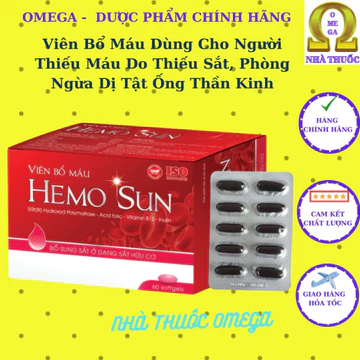 Viên Bổ Máu Hemo Sun [HD T12/2028] - Bổ Sung Sắt Cho Người Thiếu Máu, Không Gây Táo Bón