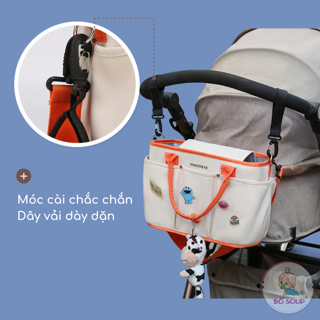 Túi Xách Bỉm Sữa Cho Mẹ Và Bé Đa Năng Giữ Nhiệt Nhiều Ngăn Phong Cách Hàn Quốc