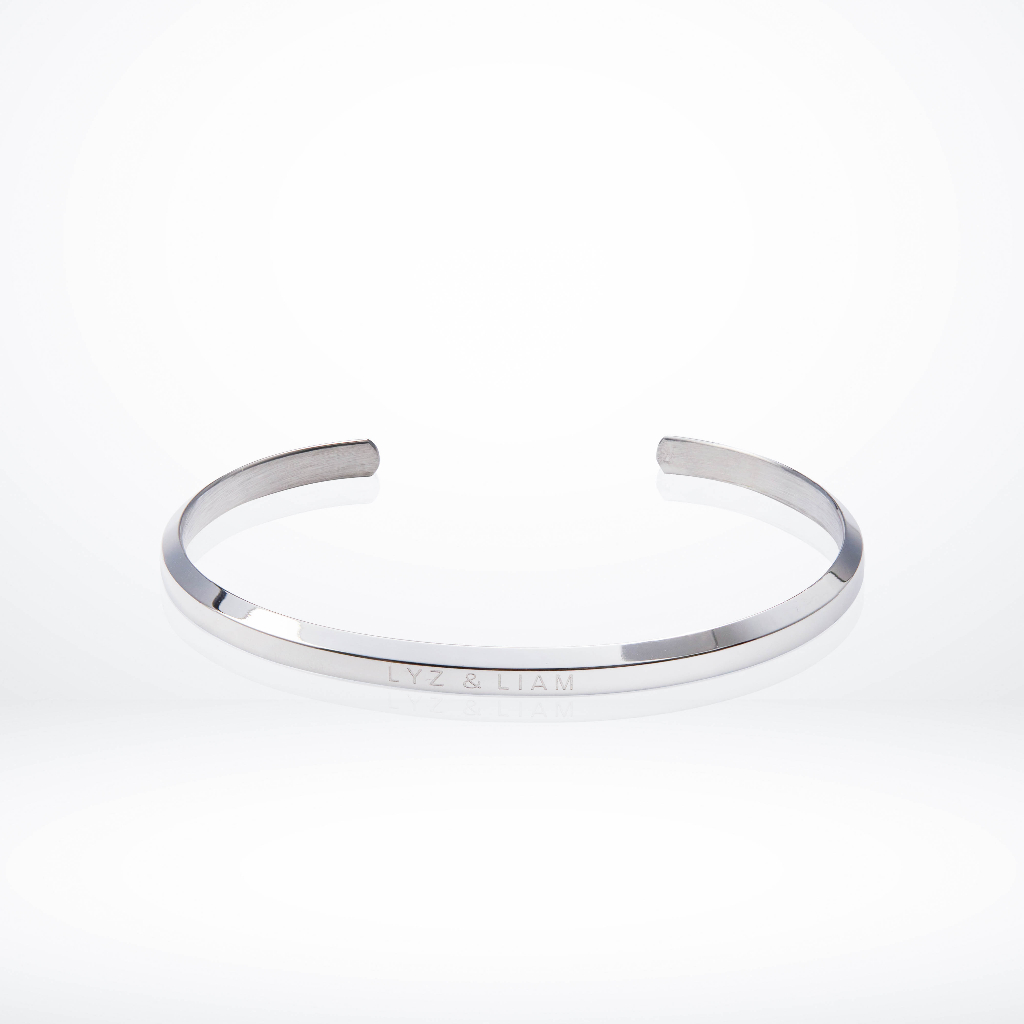 Ảnh Vòng tay nam nữ Lyz and Liam Classic L&L Cuff Silver - Gift Box Hộp quà tặng nơ đỏ & khắc chữ theo yêu cầu 2