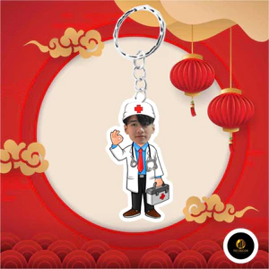 Móc khóa cắt hình y tá, bác sỹ, sinh viên tốt nghiệp, Cắt hình theo yêu cầu , chất liệu mika sáng bóng