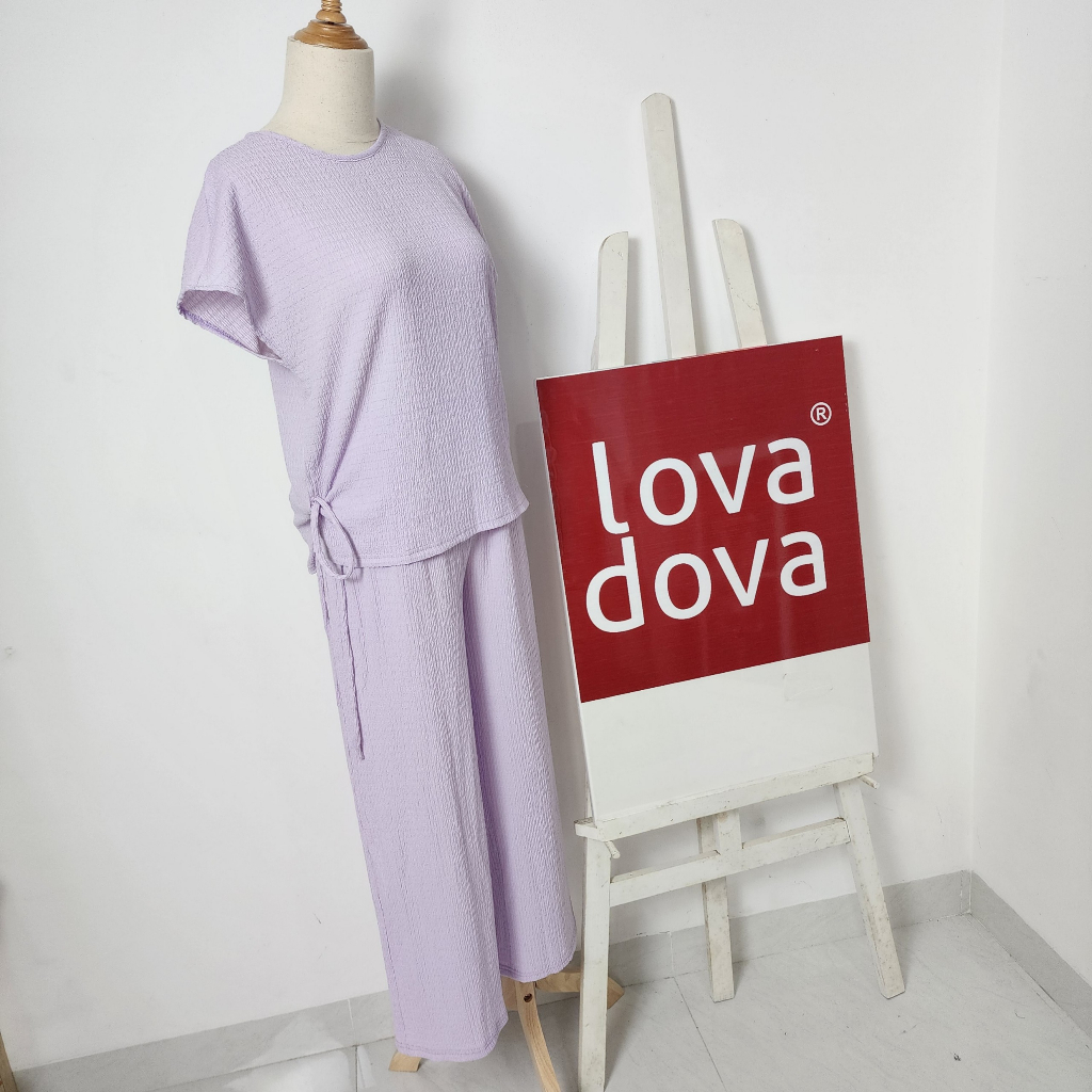Bộ set quần lửng Màu tím Mộng mơ ( Xanh ngọc hết hàng ) - Lovadova 22O7C001
