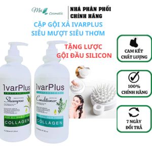 Cặp Dầu Gội Xả IVARPLUS Collagen giảm rụng tóc, cấp ẩm, siêu thơm siêu mượt tóc công thức chuẩn salon 2000ml