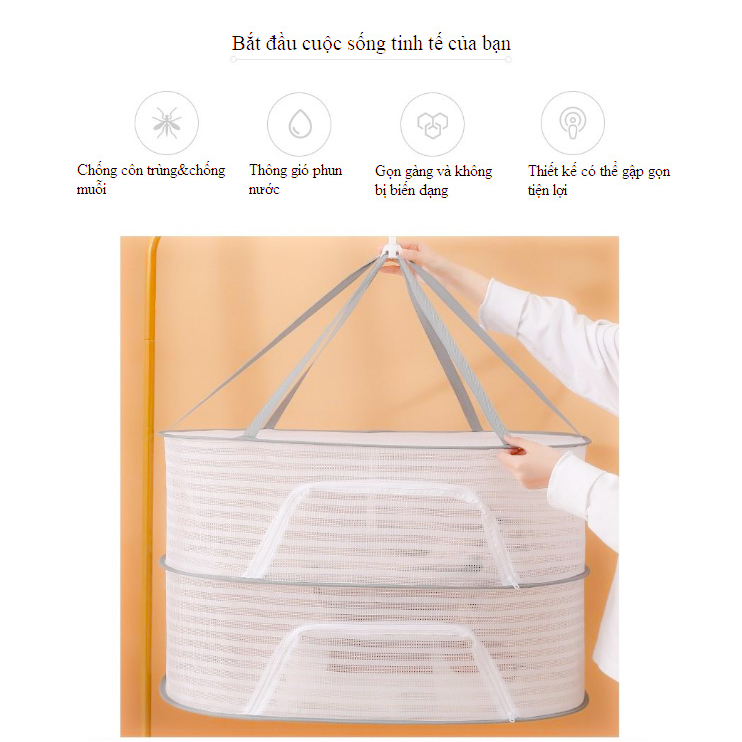 Giỏ phơi dạng lưới - Phơi khô thực phẩm,cá khô,có thể gấp gọn