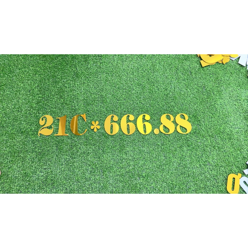 Biển Số Nổi Alu vàng gương cao 12 cm Dán Xe Tải,Trang Trí Xe Tải,Biển Số Dán Thùng Xe chiều dài chữ tổng thể 85 cm