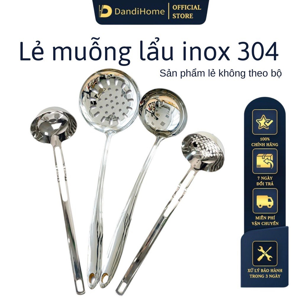 Các loại muỗng ăn lẩu inox 304 & inox 316 DandiHome - Bán lẻ muỗng không theo bộ