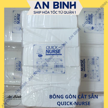 (Q1-HCM) Bông Gòn QUICK NURSE Cắt Sẵn 6x6CM - Bông Gòn Tẩy Trang QUICK NURSE (TÚI 500GR)