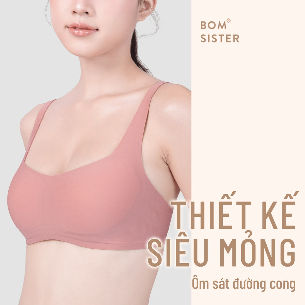 Ảnh Áo lót su mút mỏng, áo ngực nữ không gọng, dây liền không viền, mút tháo rời được BOM SISTER MU0310 3