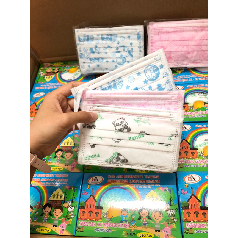 Combo 10H khẩu trang y tế 4 lớp trẻ em hộp 10 cái cho bé từ 5-14tuổi