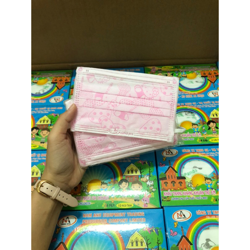 Combo 10H khẩu trang y tế 4 lớp trẻ em hộp 10 cái cho bé từ 5-14tuổi