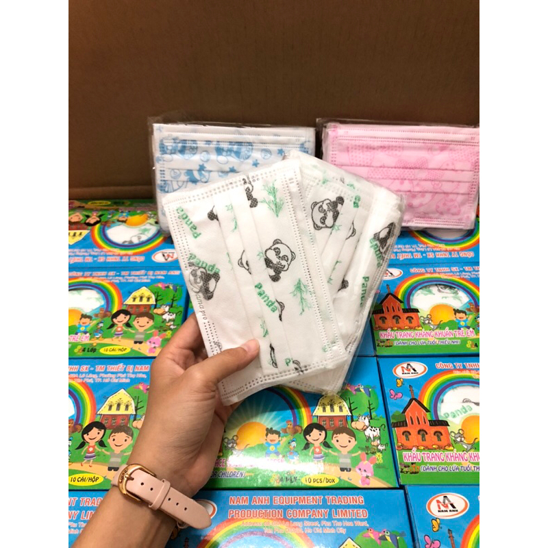 Combo 10H khẩu trang y tế 4 lớp trẻ em hộp 10 cái cho bé từ 5-14tuổi