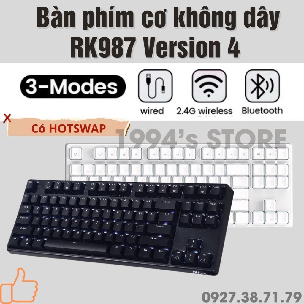 [RK87 Led RGB - HOTSWAP] Bàn Phím Cơ Không Dây TKL RK987 Version 4 - 3 ...