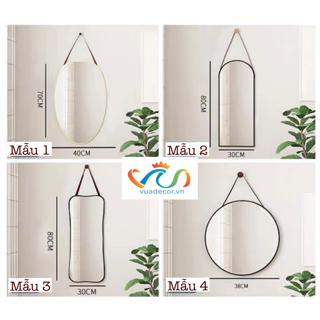 Ảnh Gương khung viền PVC mạ PVD cao cấp kèm dây dù treo tường VUADECOR nhiều mẫu (Tặng đinh treo khồng khoan tường) 1