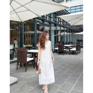 Sila dress - đầm cộc tay cổ V dáng dài thiết kế Ma Vie