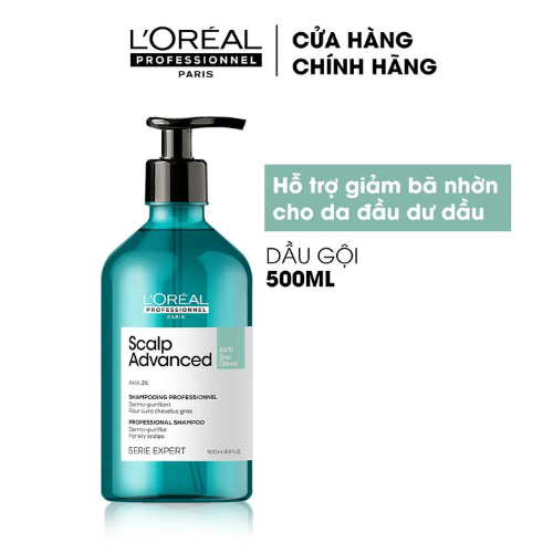 Dầu gội giảm tiết bã nhờn dành cho da đầu dư dầu LOREAL scalpadvanced anti gras oiliness shampoo